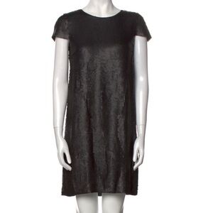 NEW & Gorgeous Theory Silk Mini Dress with matte sequins throughout US 4